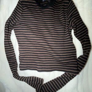 Brandy Melville Black and Brown Striped Top